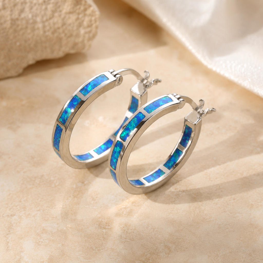 Belén | Pendientes circulares con piedra azul
