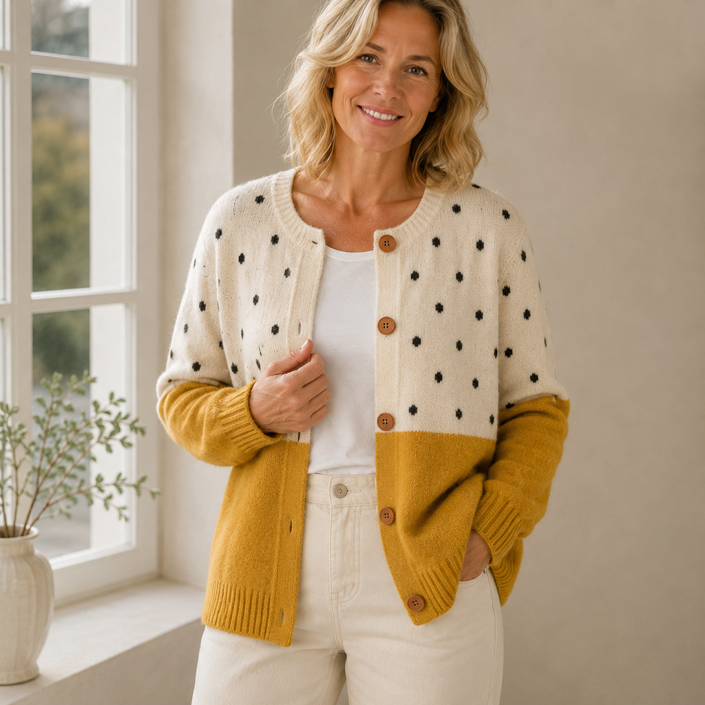 Arantxa | Cárdigan de punto amarillo con botones