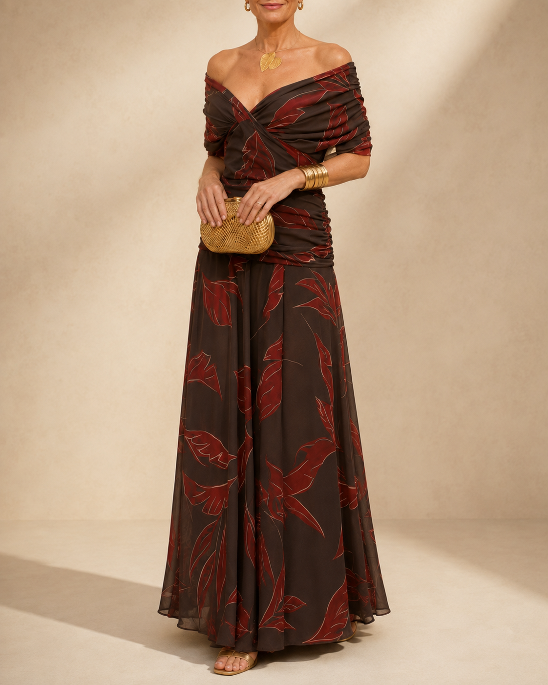 Soraya | Vestido Midi Fruncido con Mangas de Volante