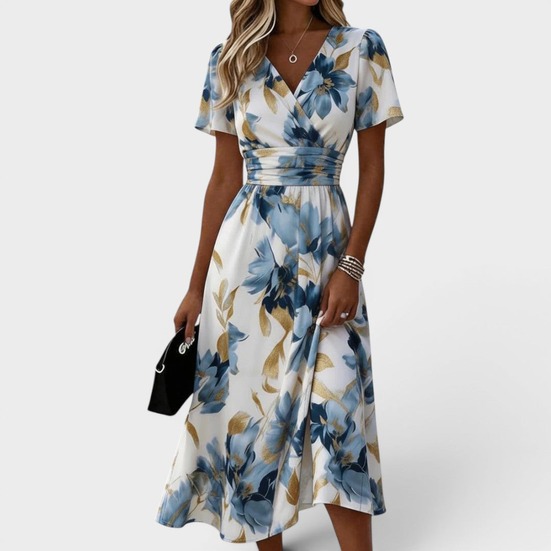 Elara | Vestido Midi Cruzado Floral