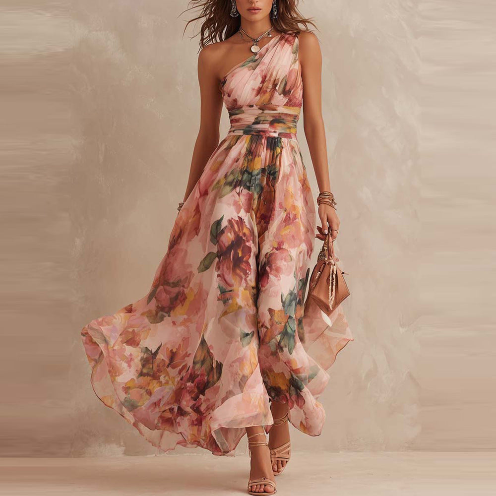 Annalena | Vestido Floral de Un Solo Hombro