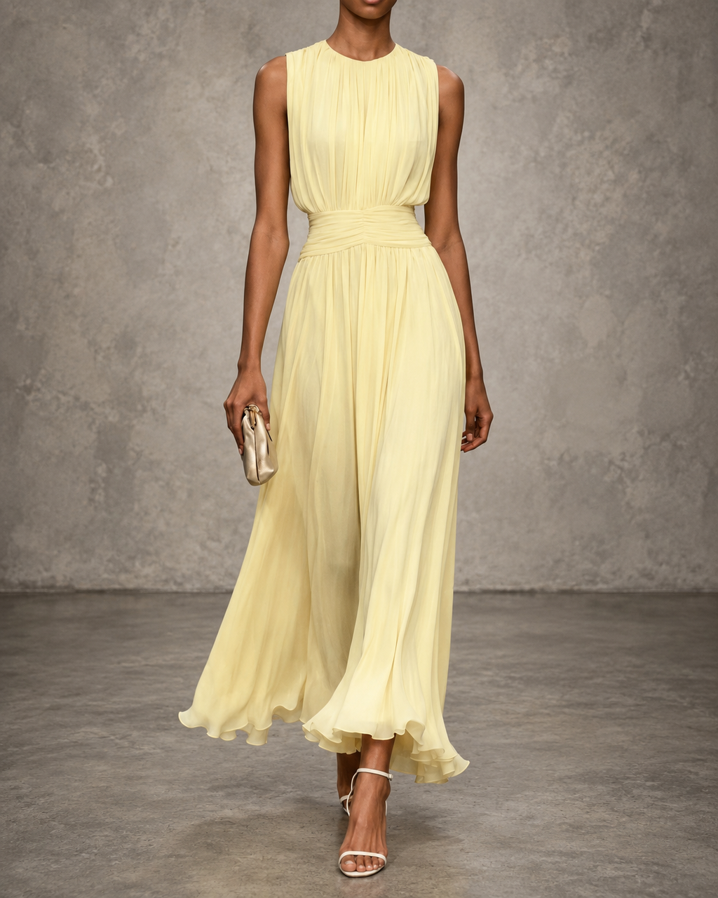 Consuelo | Vestido Midi Plisado sin Mangas