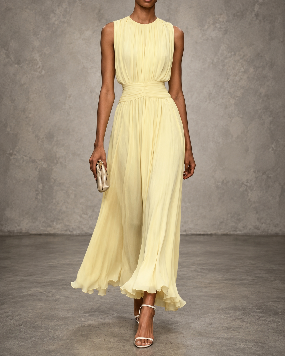Consuelo | Vestido Midi Plisado sin Mangas