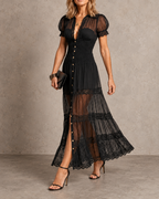 Sonsoles | Vestido Maxi con Paneles de Encaje