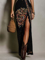 Nerea | Vestido Bohemio Estampado con Escote en V y Abertura