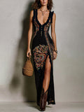 Nerea | Vestido Bohemio Estampado con Escote en V y Abertura