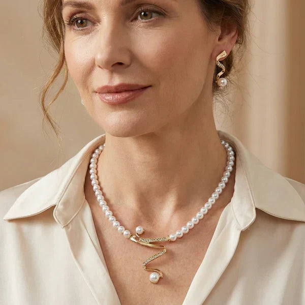 Almudena | Conjunto de collar y pendientes de perlas