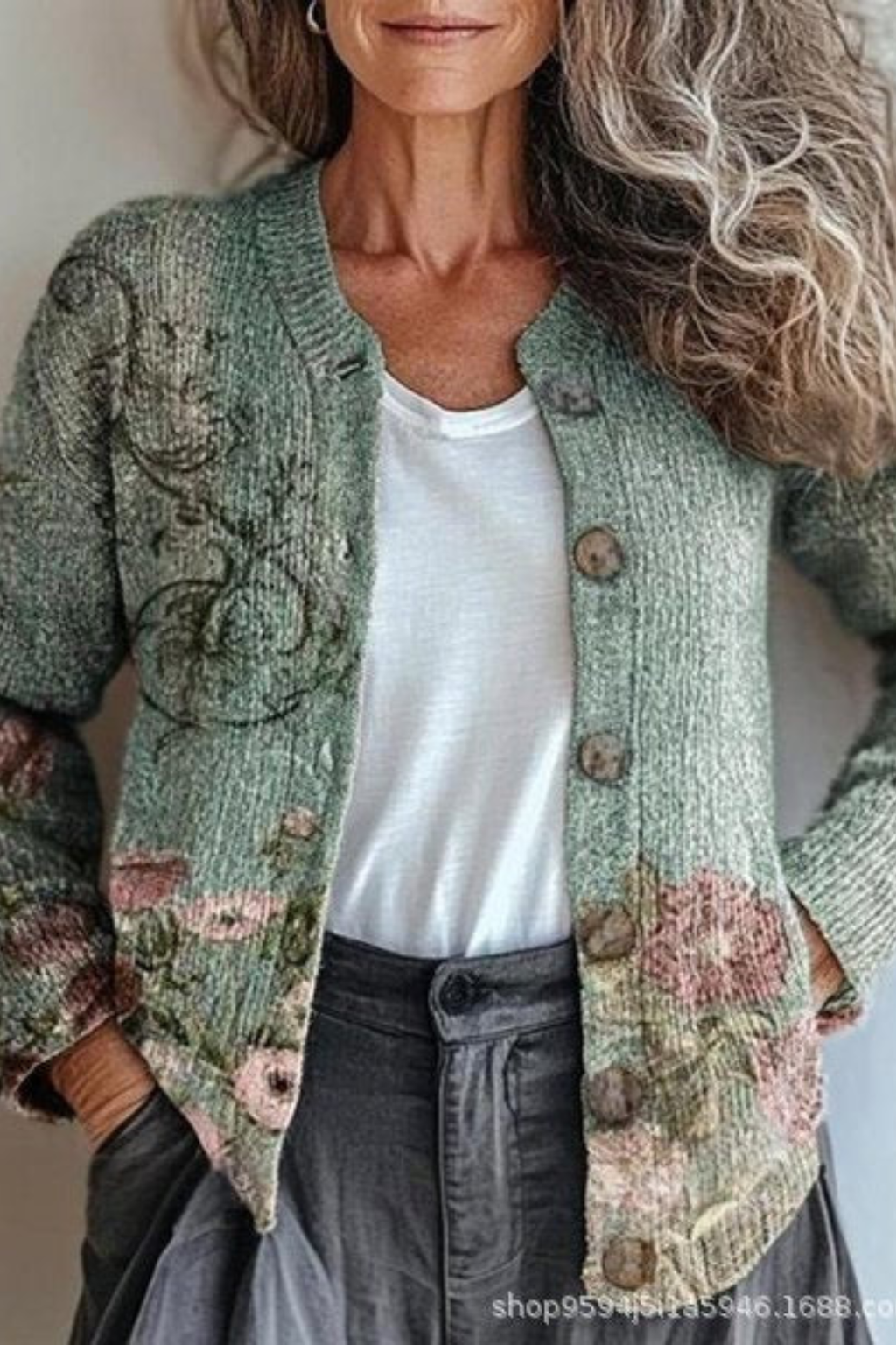 Rosalía | Cárdigan de punto patchwork floral