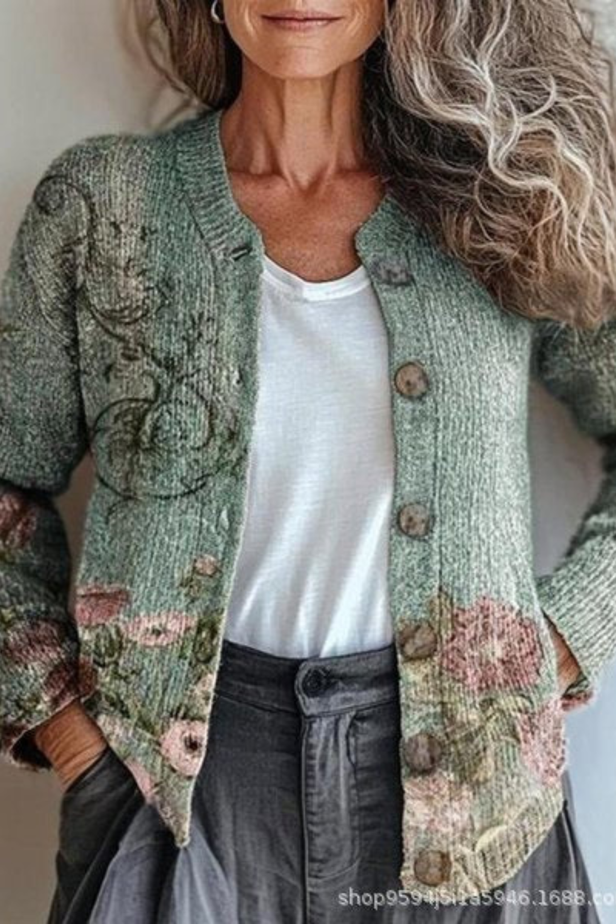 Rosalía | Cárdigan de punto patchwork floral