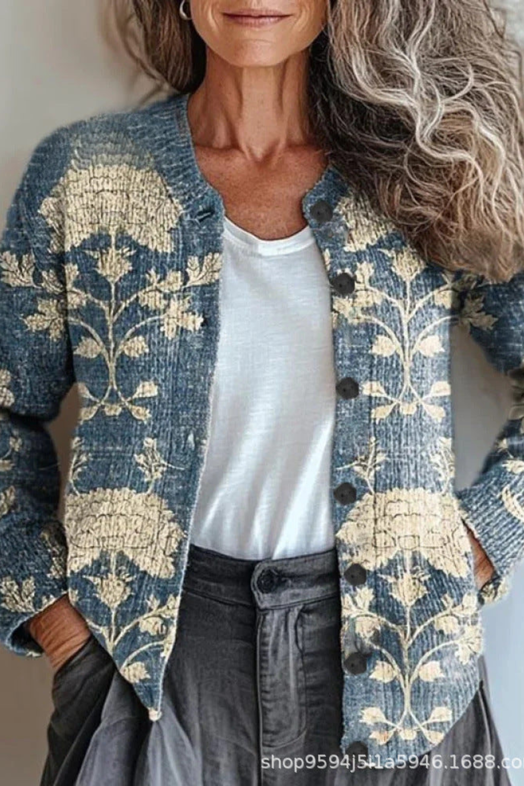 Rosalía | Cárdigan de punto patchwork floral