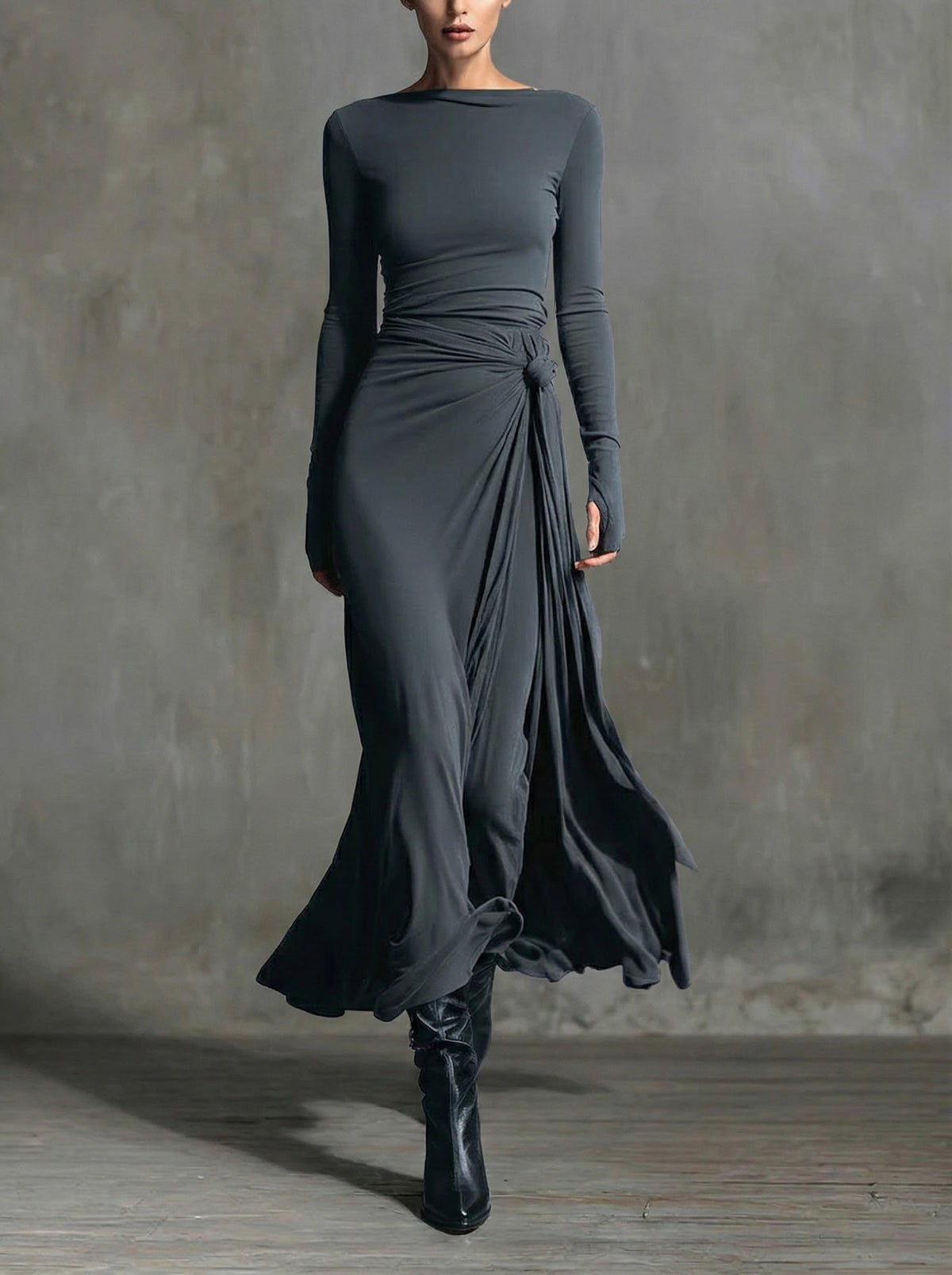 Naiara | Vestido midi con nudo lateral