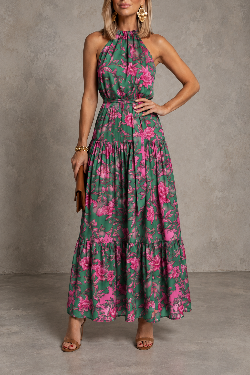 Reyes | Vestido Midi Halter Drapeado