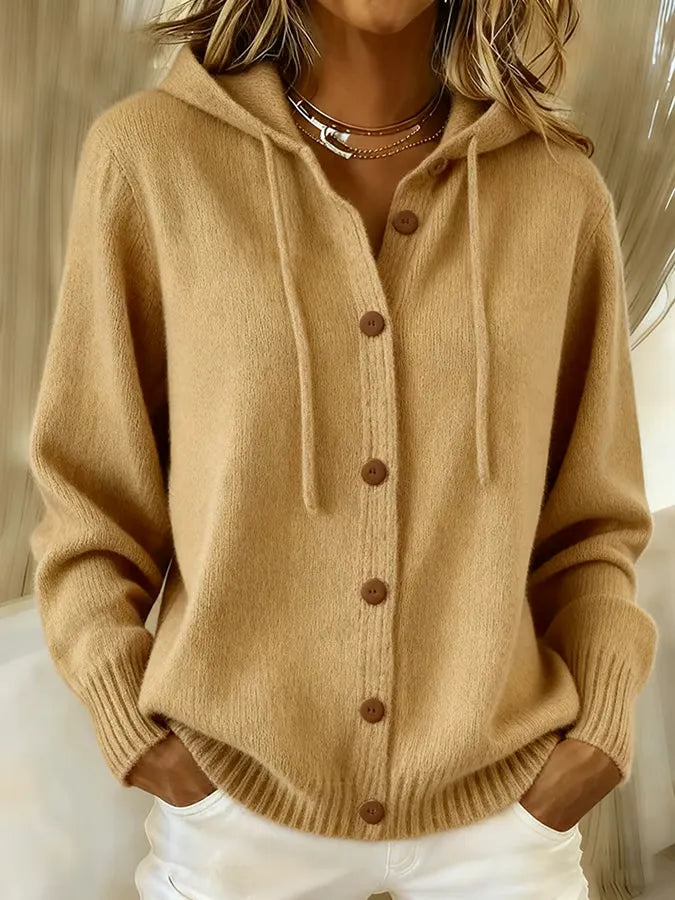 Brenda | Cárdigan Hoodie de Punto Acogedor con Botones
