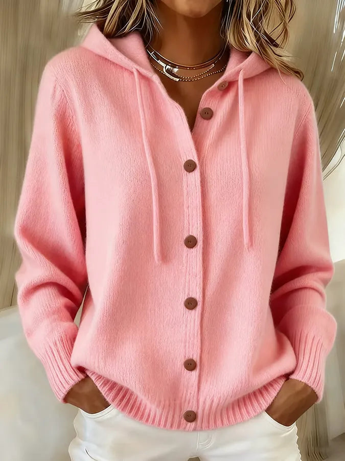 Brenda | Cárdigan Hoodie de Punto Acogedor con Botones
