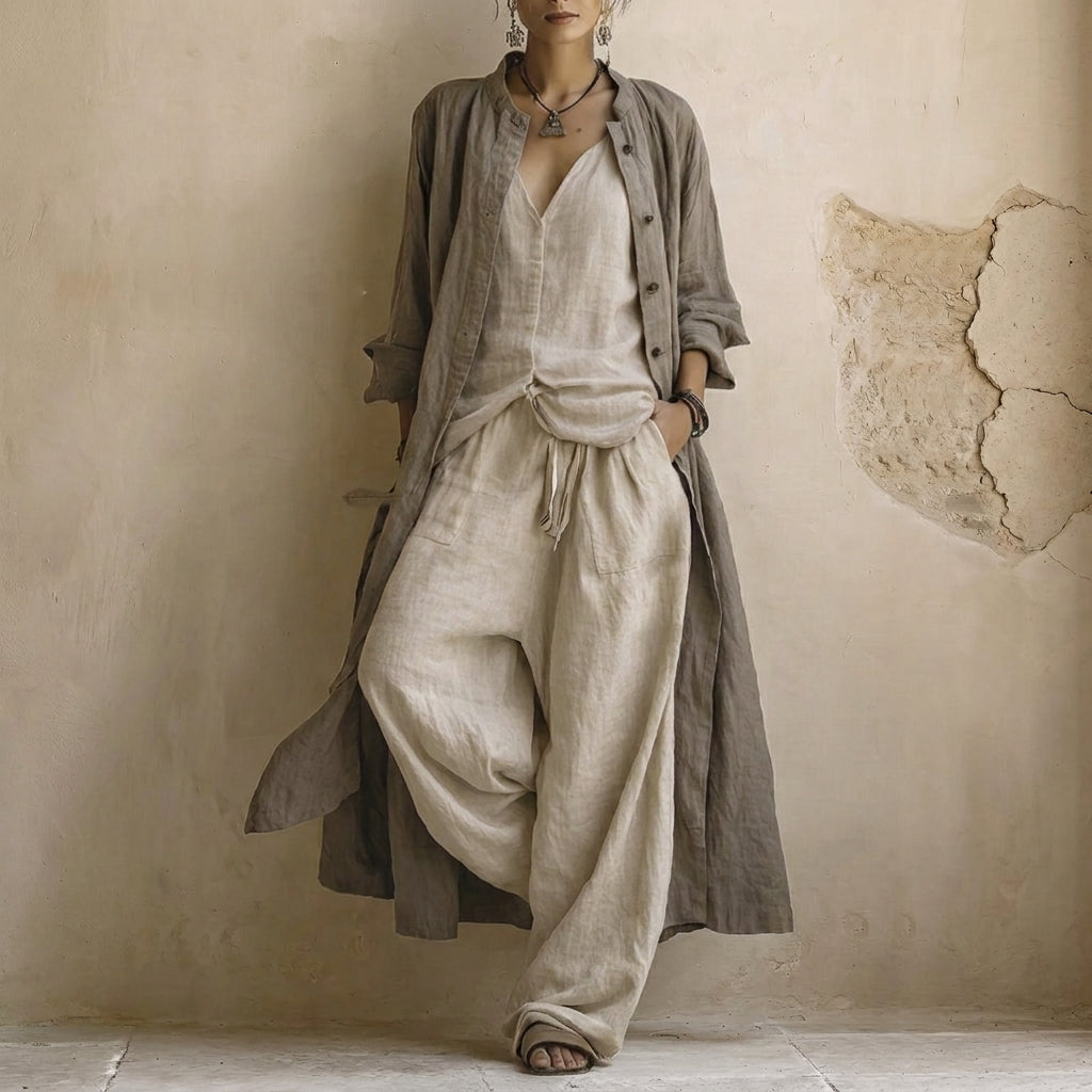 Pastora | Conjunto de Tres Piezas con Kimono Largo