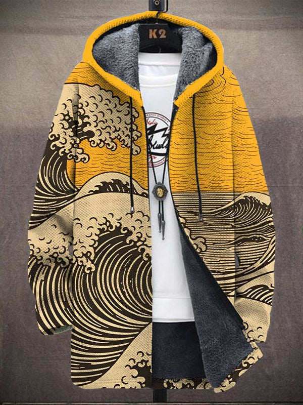 Margot | Chaqueta de Punto con Estampado Artístico y Capucha