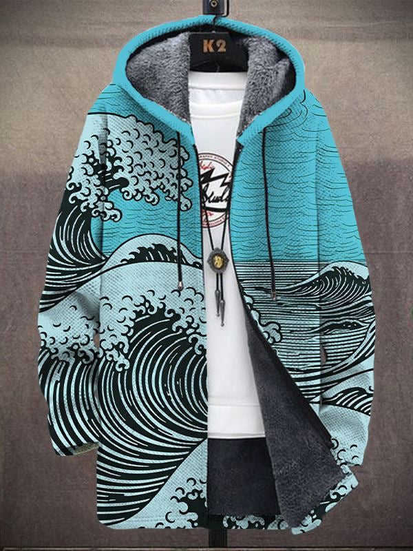 Margot | Chaqueta de Punto con Estampado Artístico y Capucha