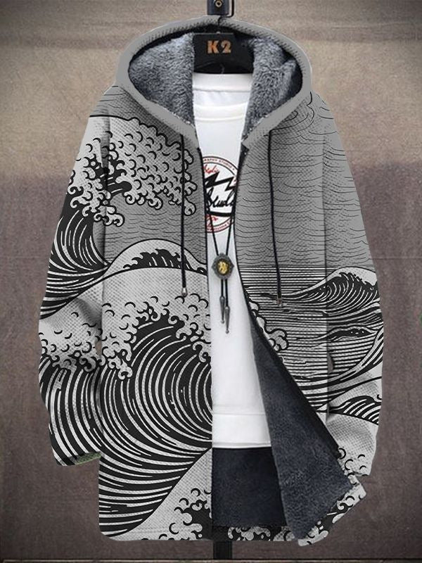 Margot | Chaqueta de Punto con Estampado Artístico y Capucha