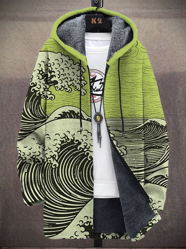 Margot | Chaqueta de Punto con Estampado Artístico y Capucha