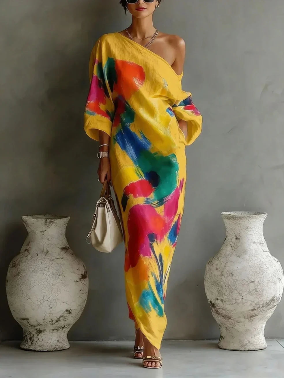 Danella | Vestido Maxi Estampado Abstracto