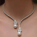 Valentina | Collar plateado con perlas