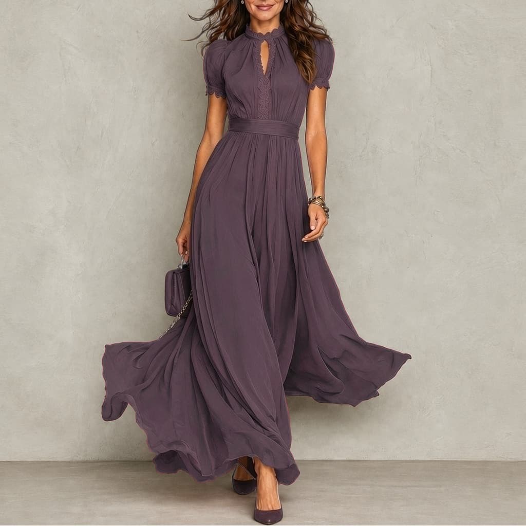 Zoey | Vestido plisado con cuello de volantes