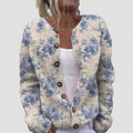 Yolanda | Cárdigan de punto vintage con flores azules