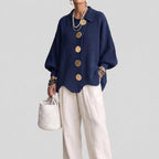 Eugenia | Cárdigan oversize con cuello y grandes botones metálicos