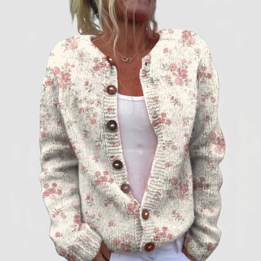 Irati | Cárdigan vintage con estampado de rosas