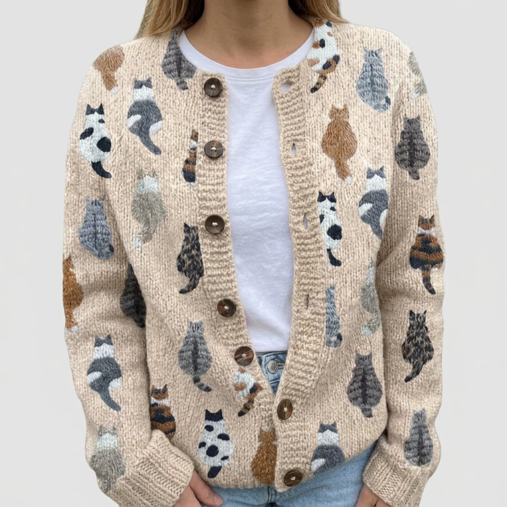 Nuria | Cárdigan con estampado de gatos