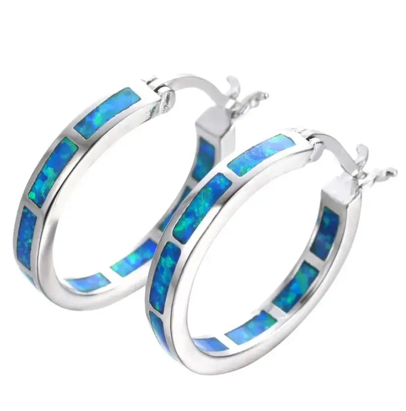 Belén | Pendientes circulares con piedra azul
