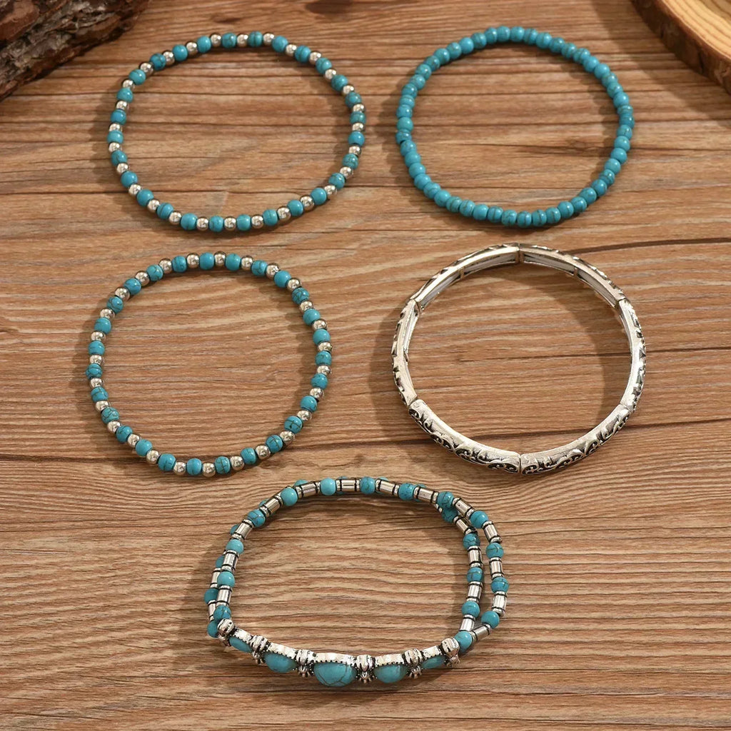 Verónica | Set de pulseras con cuentas turquesa