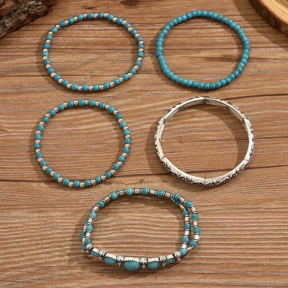 Verónica | Set de pulseras con cuentas turquesa