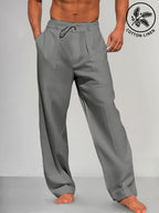 Tomás | Pantalones Rectos de Algodón y Lino