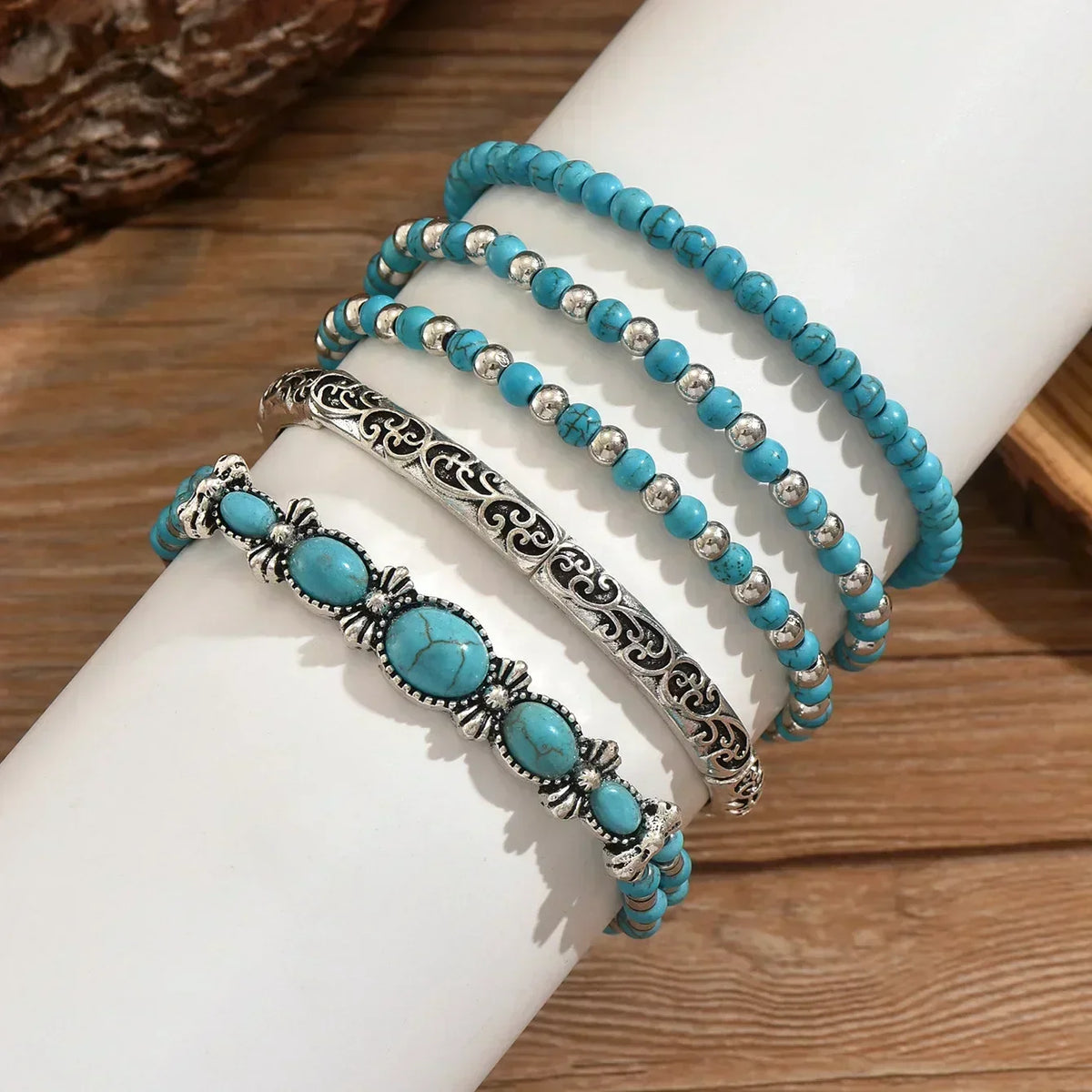 Verónica | Set de pulseras con cuentas turquesa