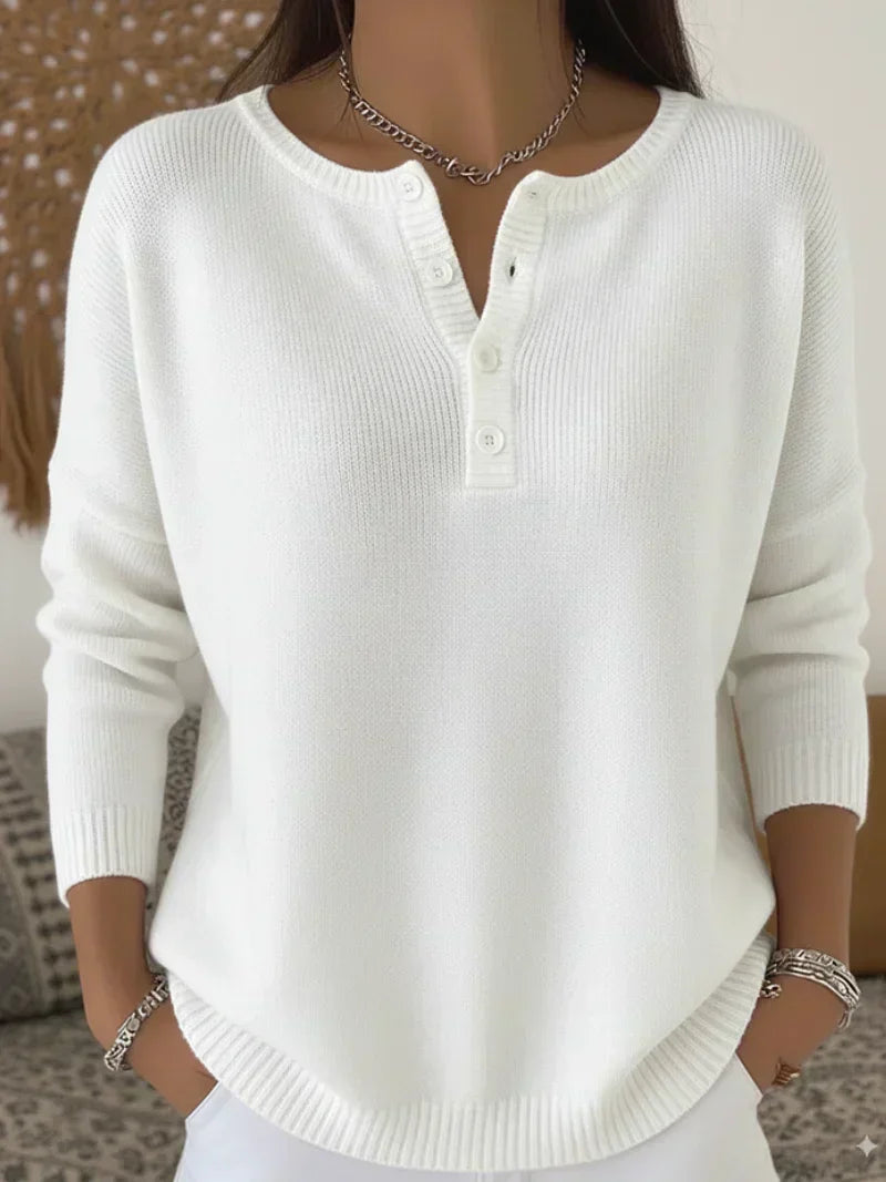 Elena | Jersey de Punto con Escote Henley y Botones