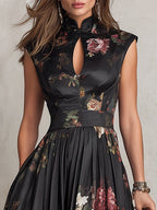 Gloria | Vestido Midi Plisado con Escote Ojo de Cerradura