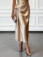 Rosario | Vestido Midi Satinado de Un Hombro