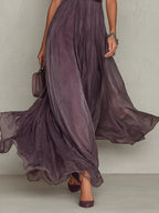 April | Vestido Maxi Morado con Escote Ojo de Cerradura y Ribete de Encaje
