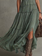 Ava | Vestido maxi de cuello en V fruncido