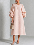 Isabel | Vestido midi con botones y puños con rosas