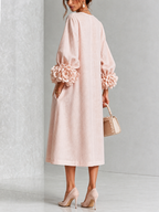 Isabel | Vestido midi con botones y puños con rosas