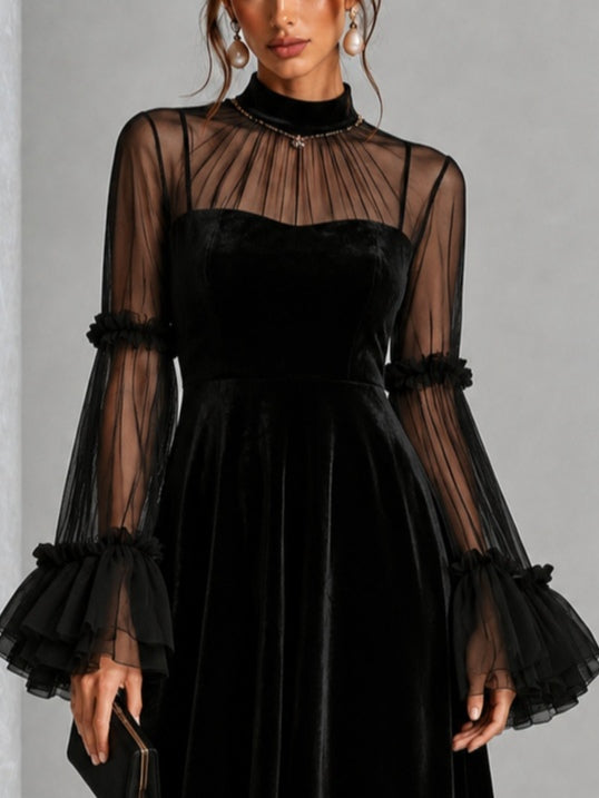 Leonor | Vestido midi plisado de terciopelo