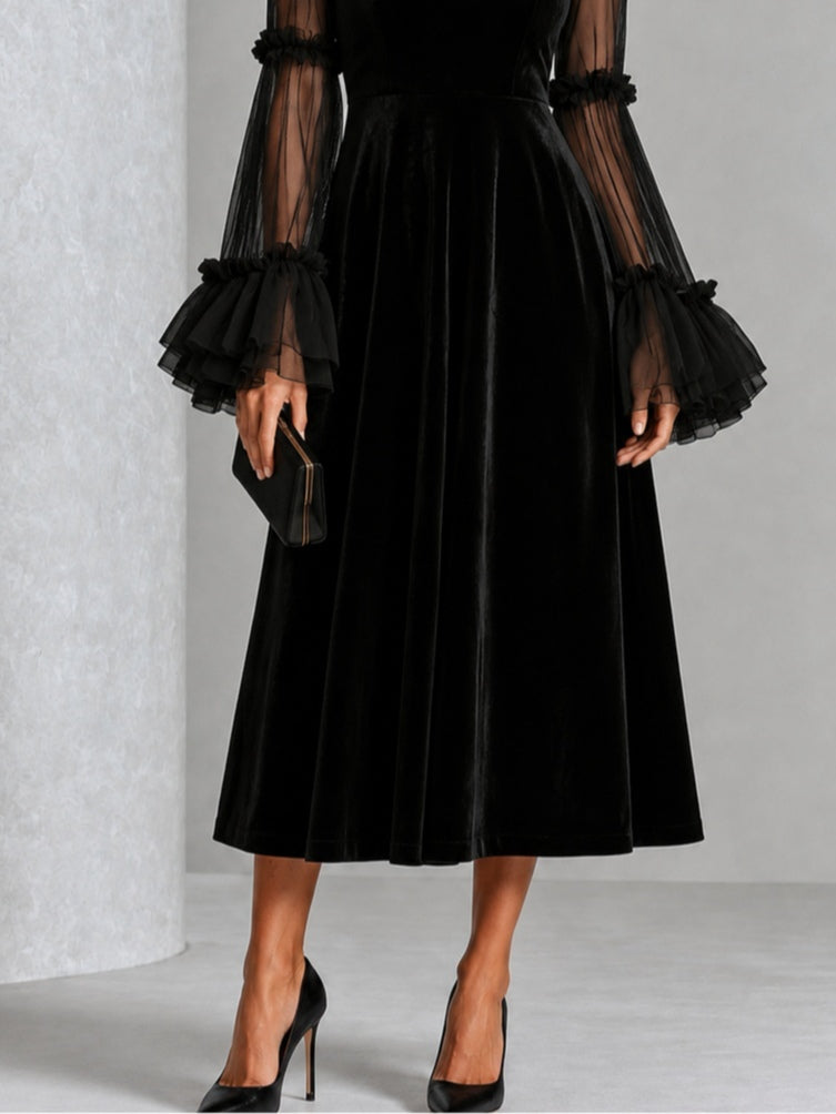 Leonor | Vestido midi plisado de terciopelo