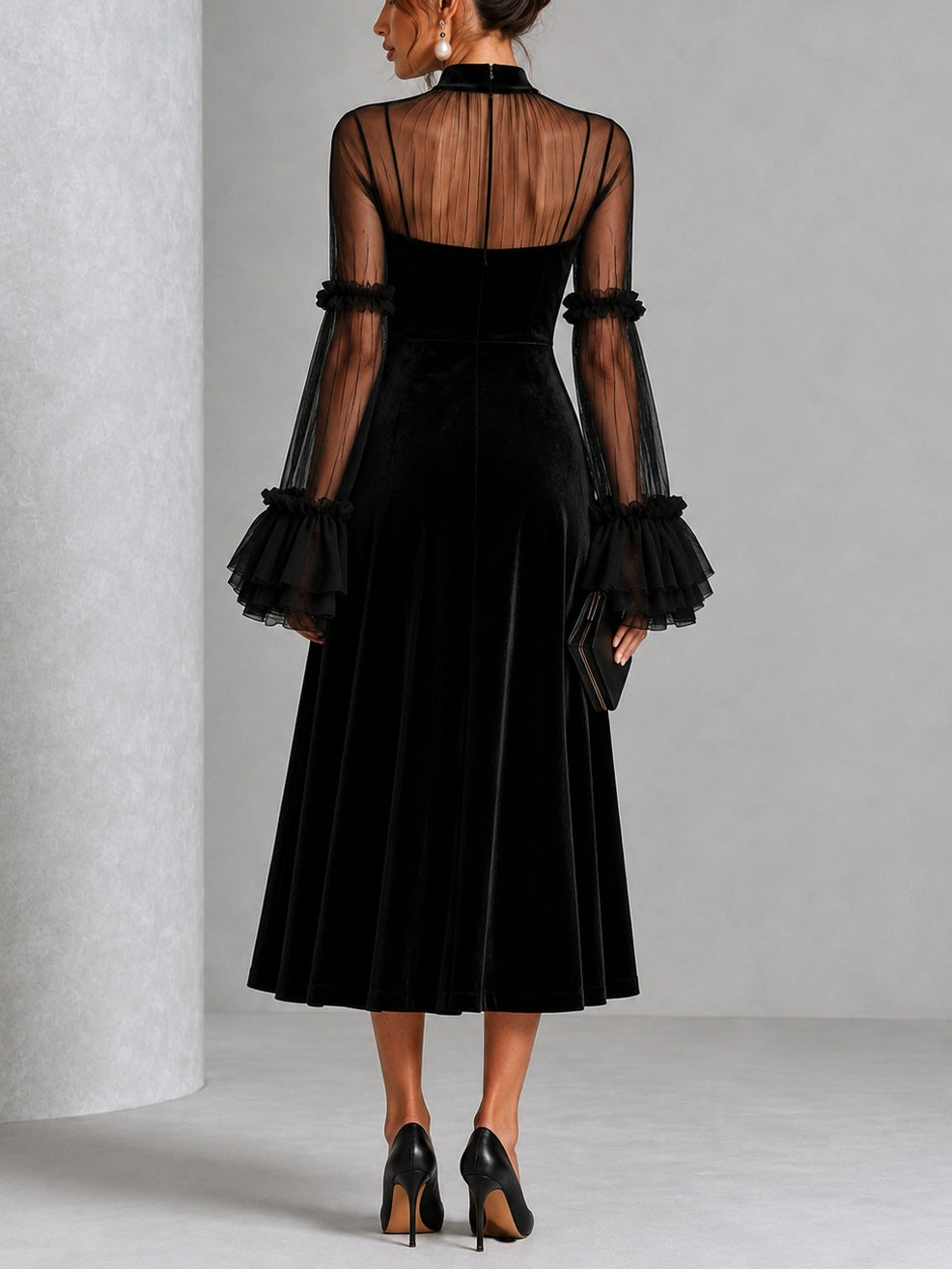 Leonor | Vestido midi plisado de terciopelo