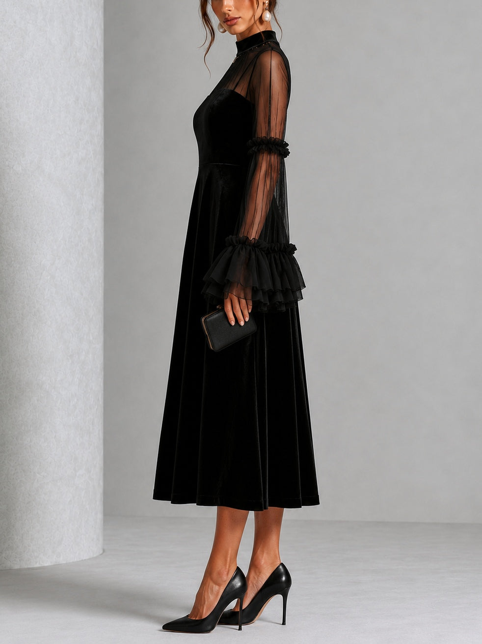 Leonor | Vestido midi plisado de terciopelo