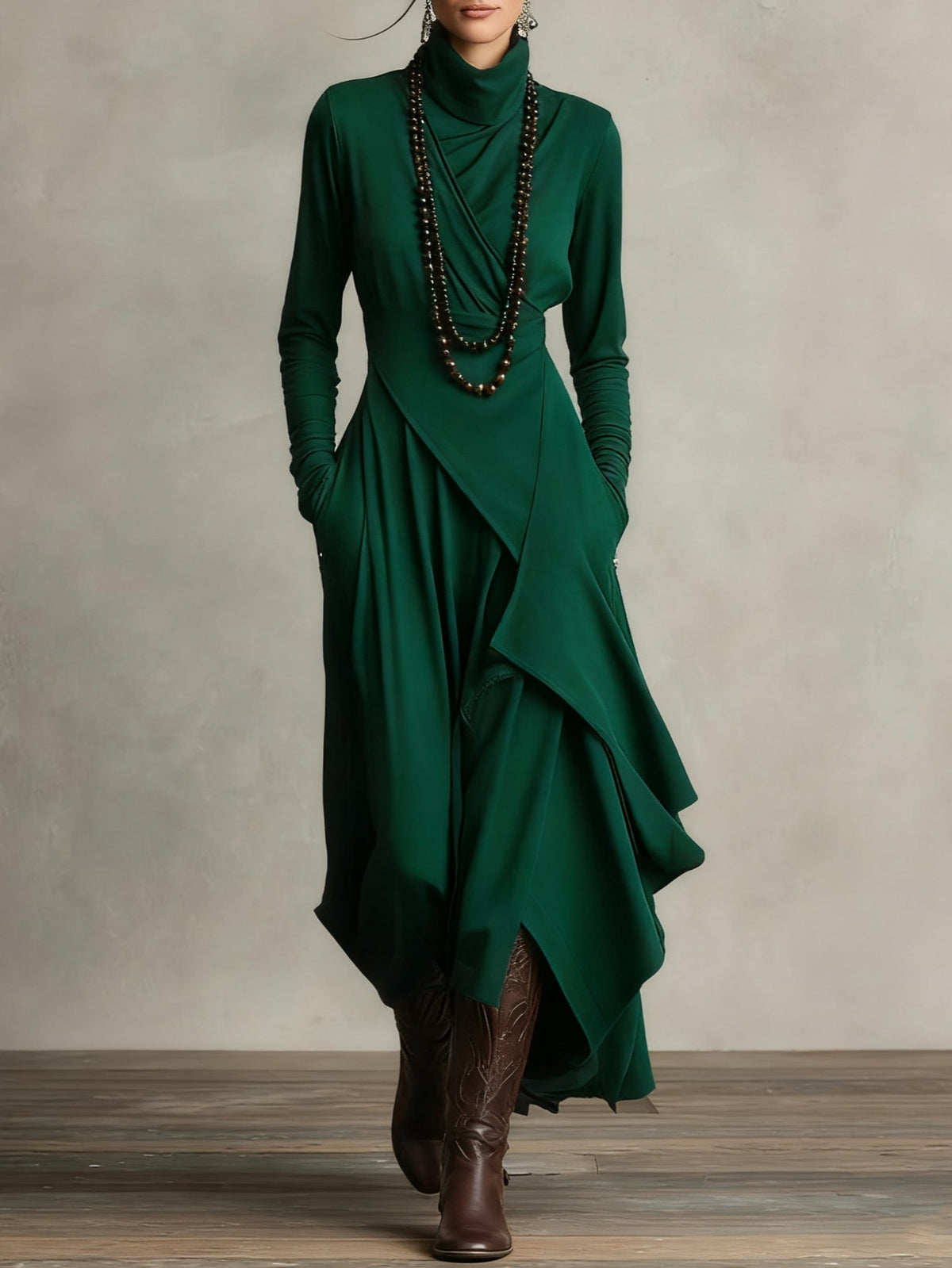 Victoria | Vestido Vintage Asimétrico de Cuello Alto