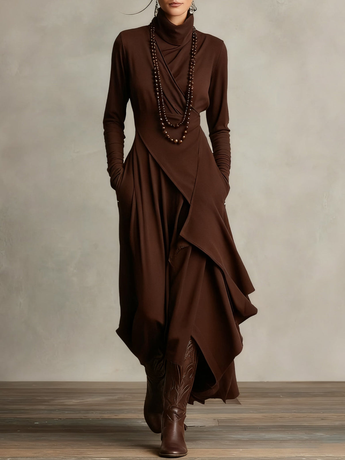 Victoria | Vestido Vintage Asimétrico de Cuello Alto