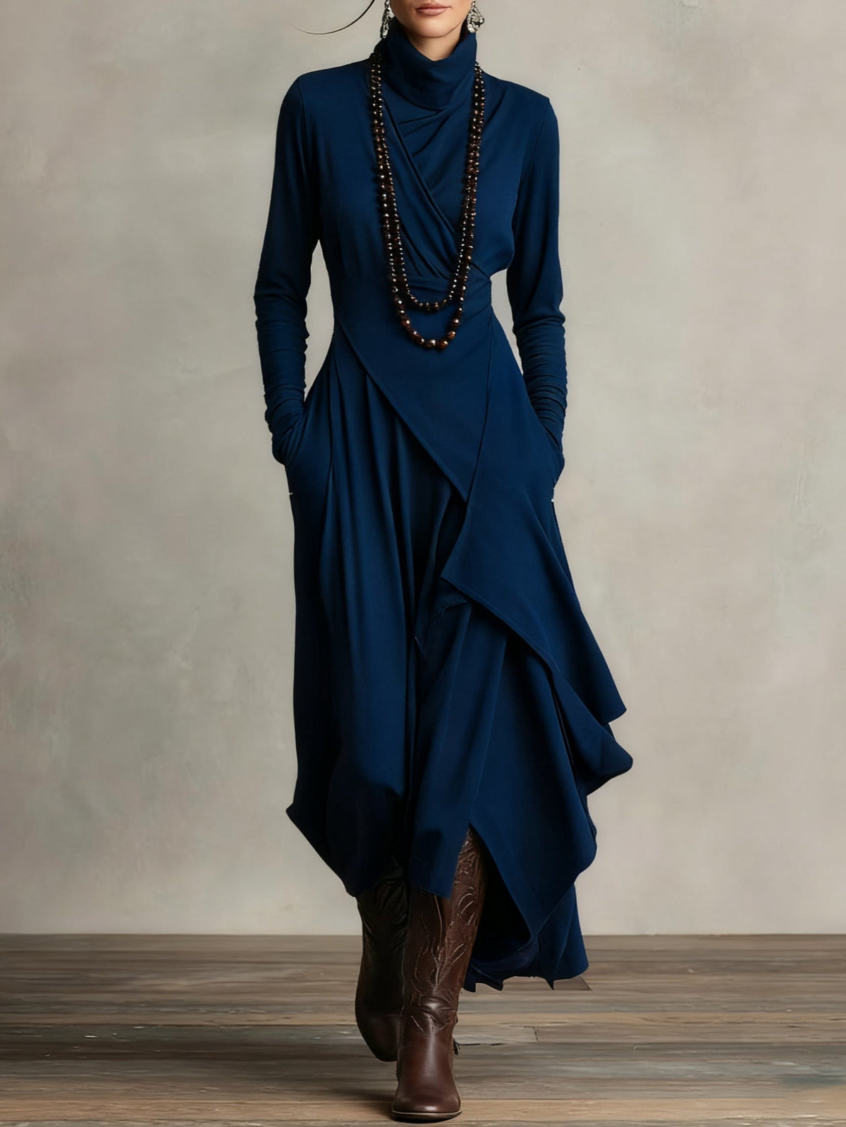 Victoria | Vestido Vintage Asimétrico de Cuello Alto