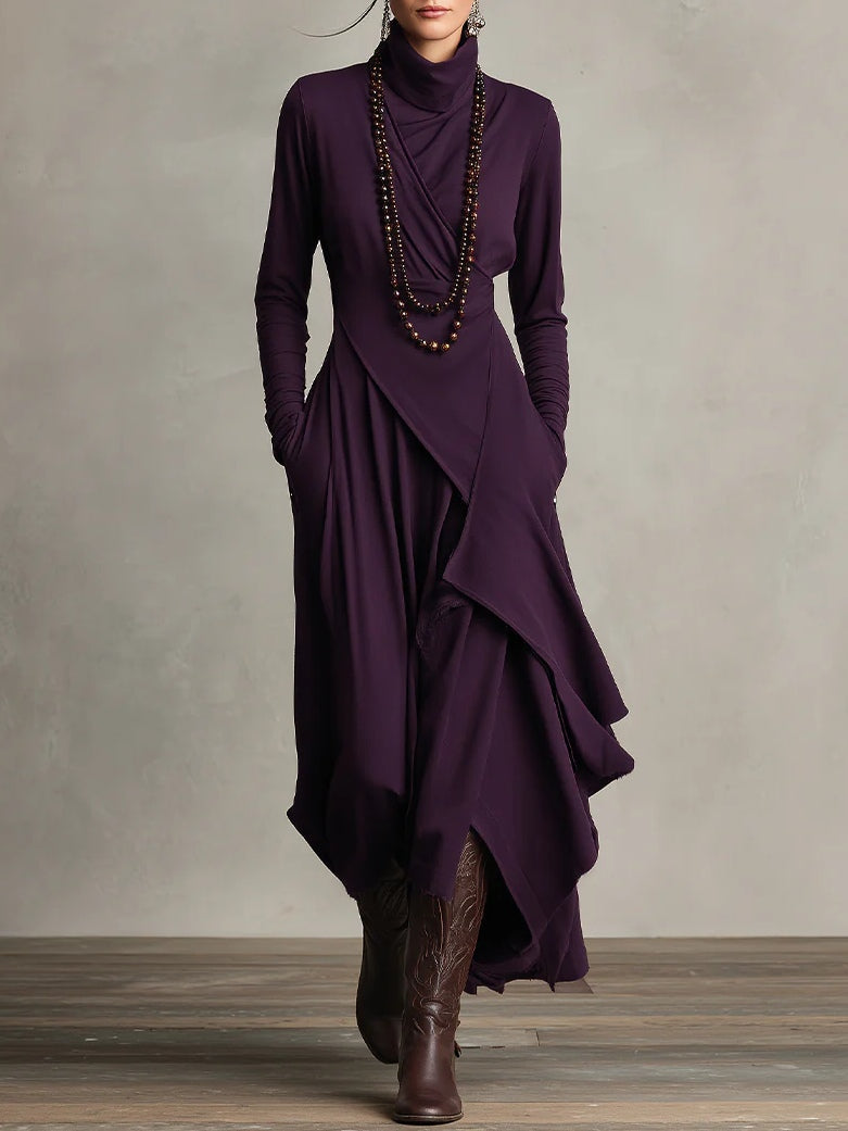 Lori | Vestido de cuello alto asimétrico vintage
